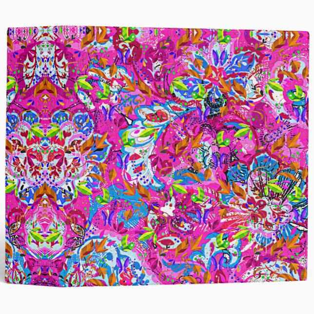 Cute colourful fantastic abstract floral binder (Front/Spine)