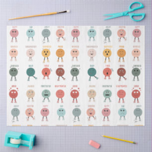 Cute Colourful Feelings Emotions Faces Chart Tissue Paper
