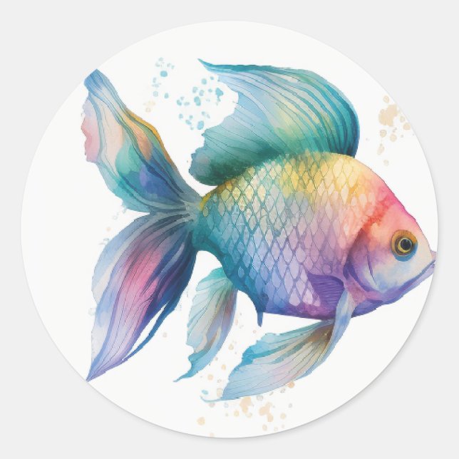 cute colourful fish classic round sticker (Front)