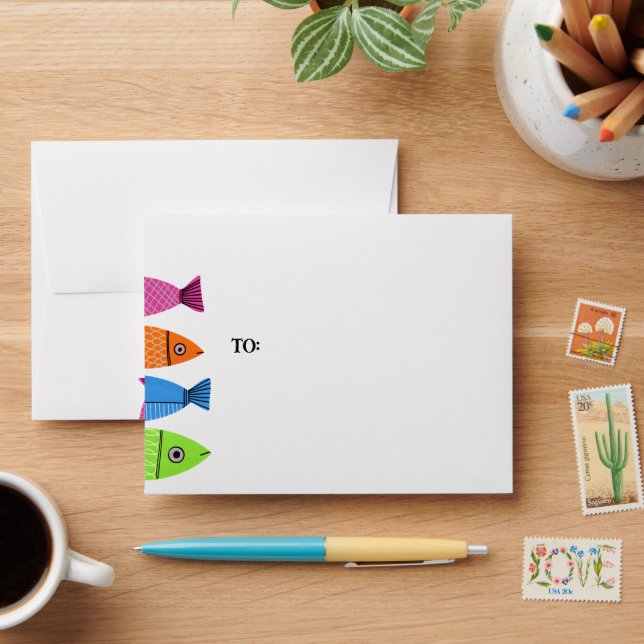 Cute Colourful Fish Envelope (Desk)