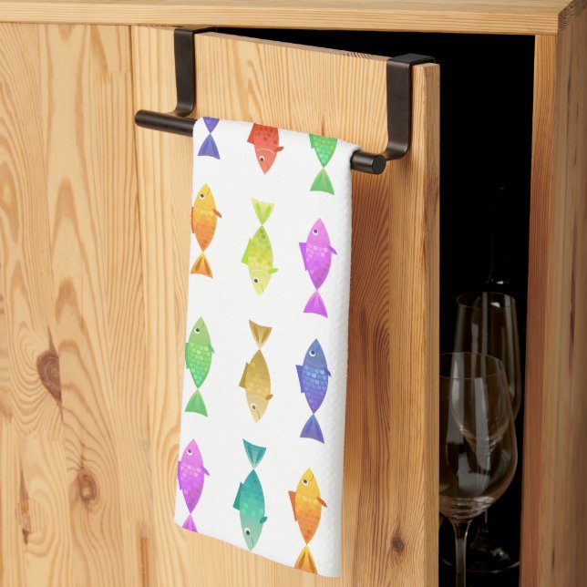 Cute colourful fish pattern  kitchen towel (Thirds Fold)