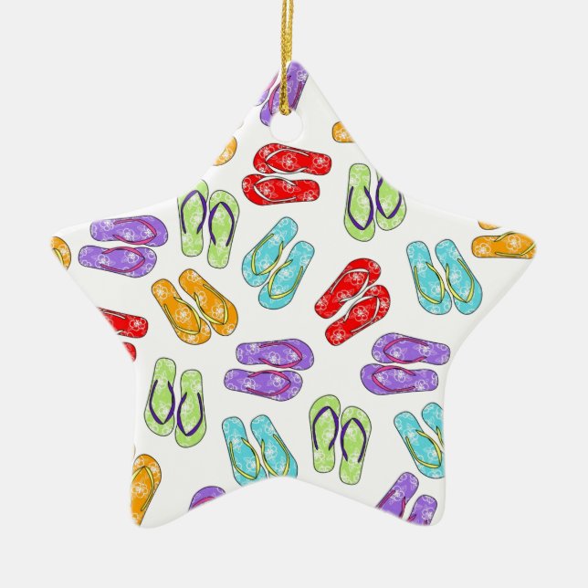 Cute Colourful Flip Flops Ceramic Ornament (Front)