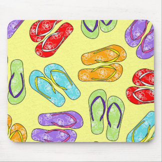 Cute Colourful Flip Flops Print - Yellow Mouse Pad