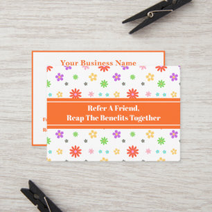 Cute Colourful Flora Seamless Pattern Referral Card