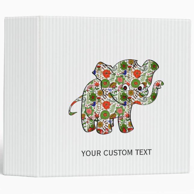 Cute Colourful Floral Baby Elephant Binder (Front/Spine)