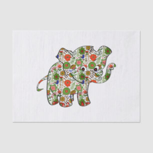 Cute Colourful Floral Baby Elephant Tissue Paper