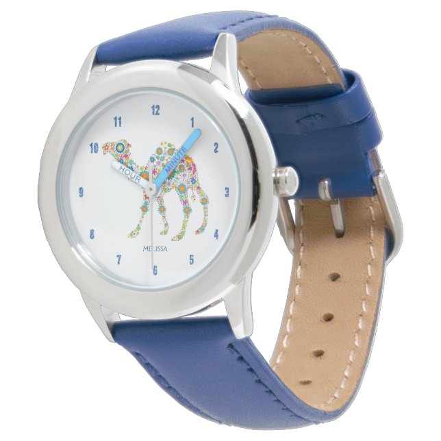 Cute Colourful Floral Camel Illustration Watch (Angled)