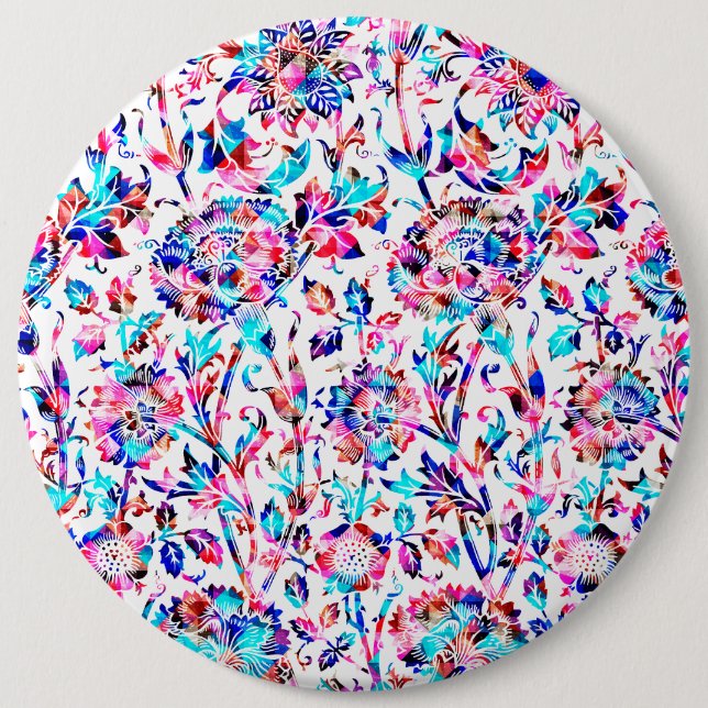 Cute colourful floral design 6 inch round button (Front)