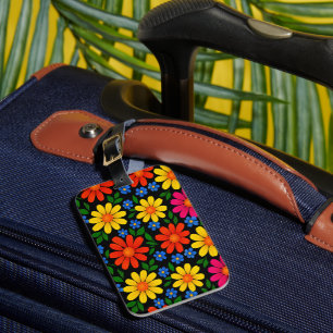 Cute Colourful Floral Design Luggage Tag