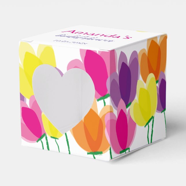 Cute Colourful Floral Favor Box (Front Side)