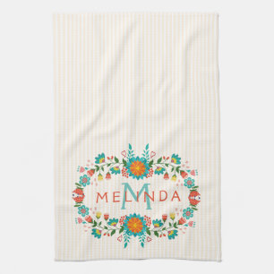 Cute Colourful Floral Frame Kitchen Towel