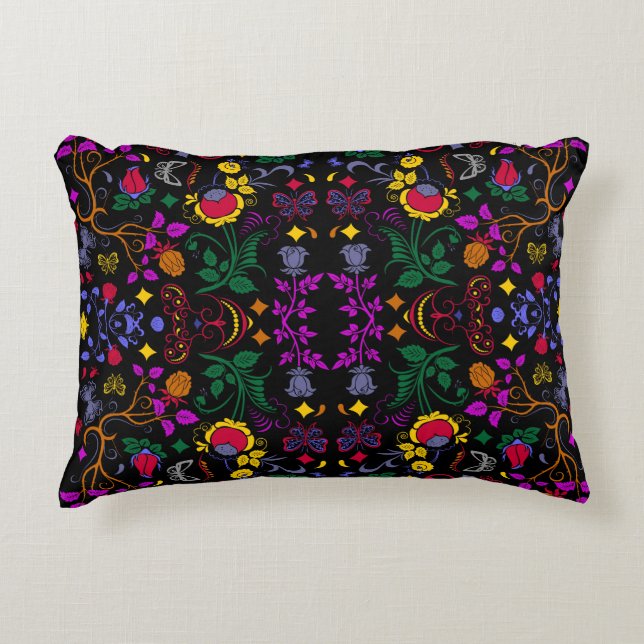 Cute colourful floral pattern  accent pillow (Front)