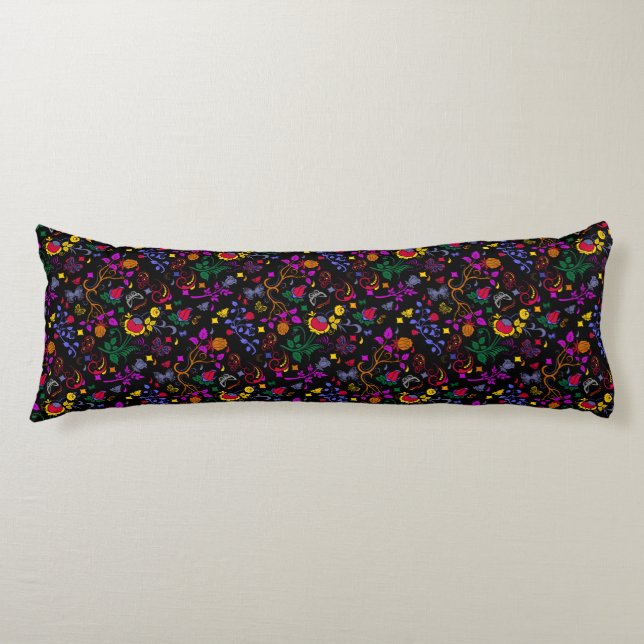Cute colourful floral pattern  body pillow (Front)
