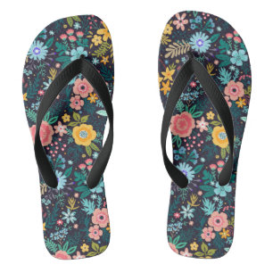Cute Colourful Floral Pattern Flip Flops