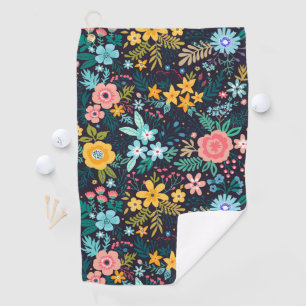 Cute Colourful Floral Pattern Golf Towel