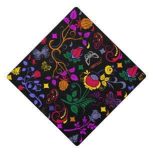 Cute colourful floral pattern graduation cap topper