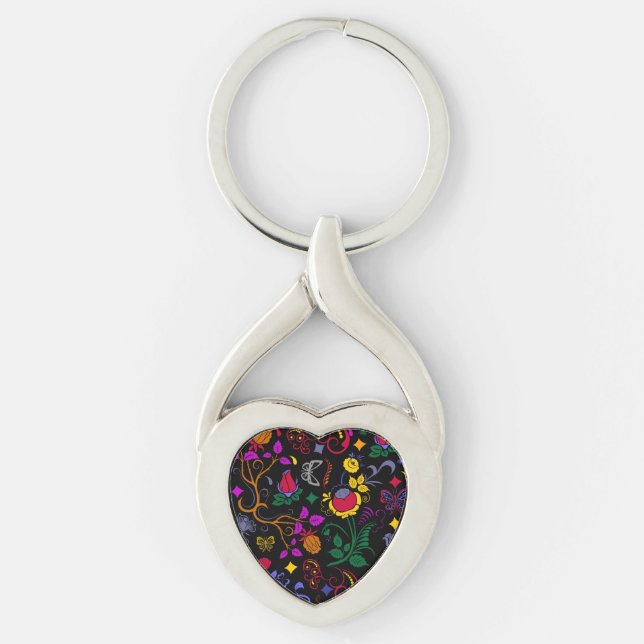 Cute colourful floral pattern  keychain (Front)