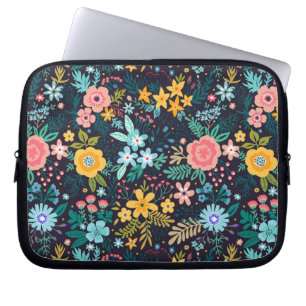 Cute Colourful Floral Pattern Laptop Sleeve