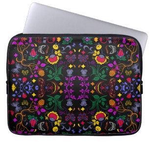 Cute colourful floral pattern laptop sleeve