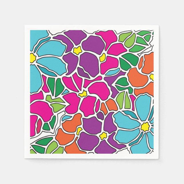 Cute Colourful Floral Pattern Napkin (Front)