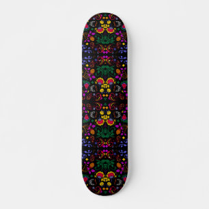 Cute colourful floral pattern skateboard