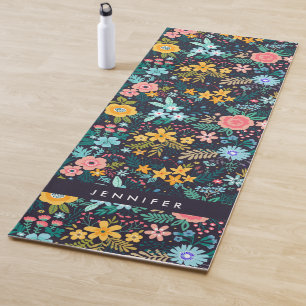 Cute Colourful Floral Pattern Yoga Mat