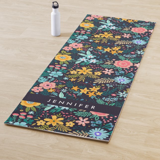 Cute Colourful Floral Pattern Yoga Mat (In Situ)