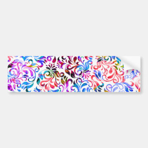Cute colourful floral patterns bumper sticker