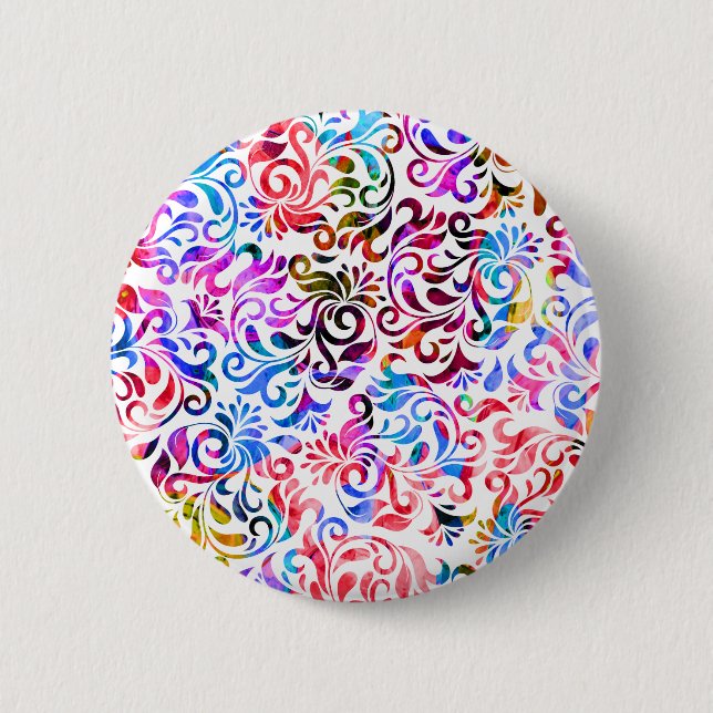 Cute colourful floral patterns Case-Mate iPhone ca 2 Inch Round Button (Front)