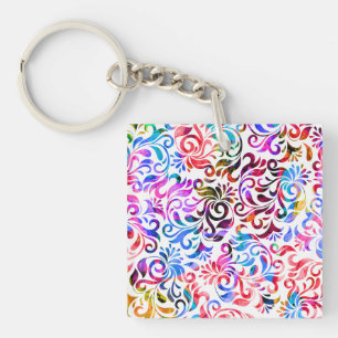 Cute colourful floral patterns Case-Mate iPhone ca Keychain