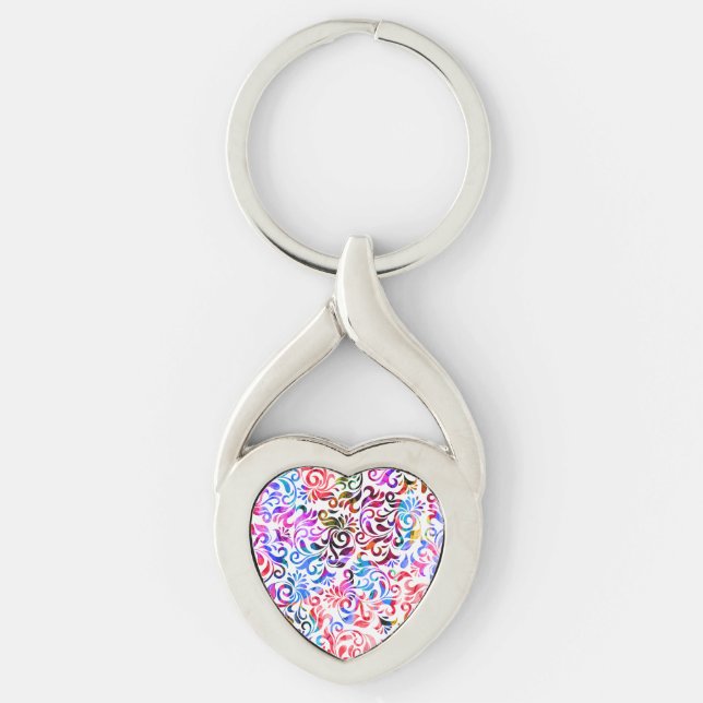 Cute colourful floral patterns Case-Mate iPhone ca Keychain (Front)