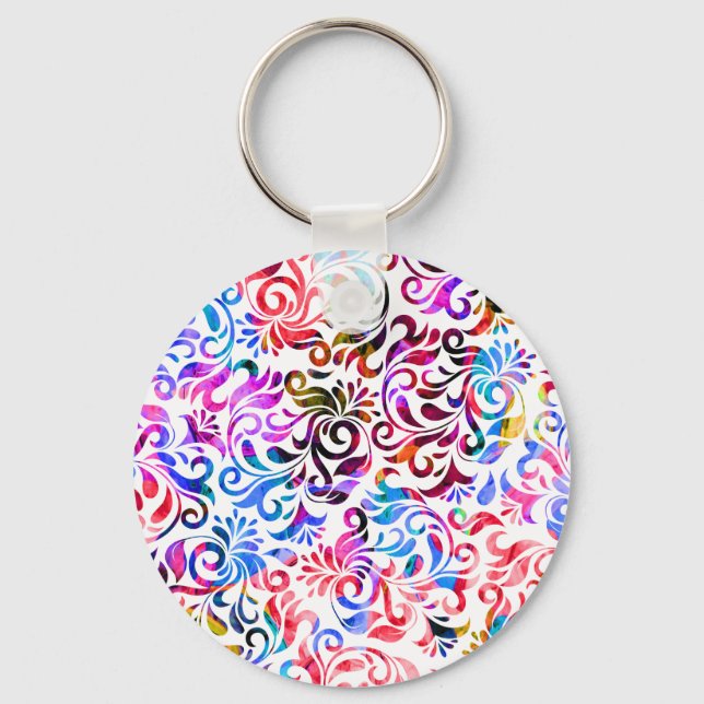 Cute colourful floral patterns Case-Mate iPhone ca Keychain (Front)