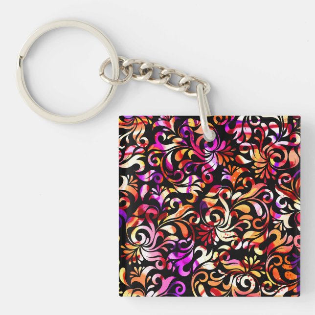 Cute colourful floral patterns keychain (Front)