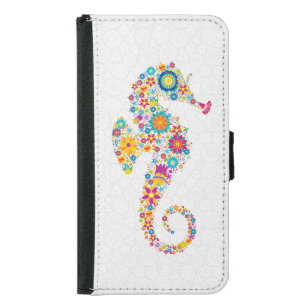 Cute Colourful Floral Sea Horse Illustration Samsung Galaxy S5 Wallet Case