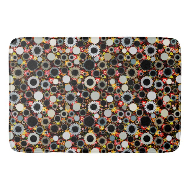 Cute colourful floral suns pattern bath mat (Front)