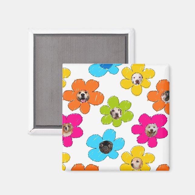 Cute colourful flower Dog Mom Fun Photo Collage  Magnet (Front/Back)
