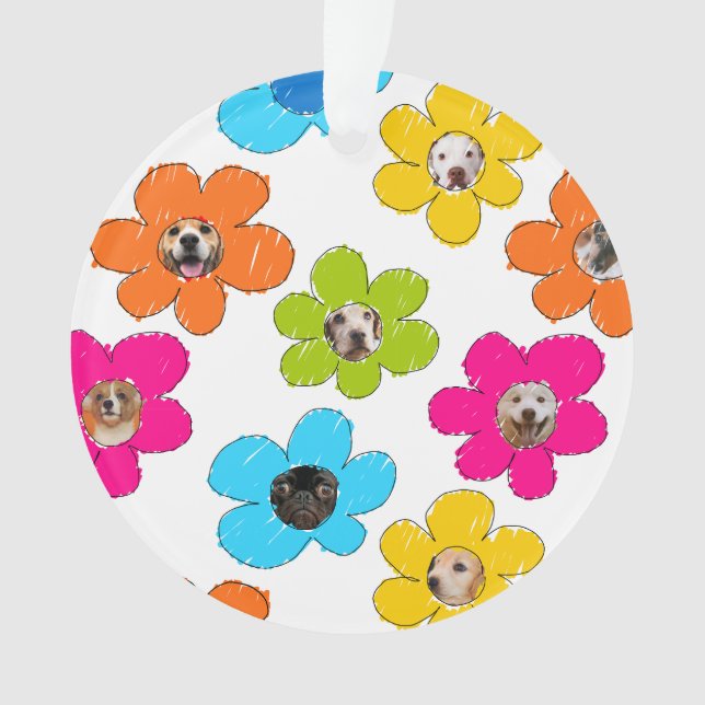 Cute colourful flower Dog Mom Fun Photo Collage  Ornament (Front)