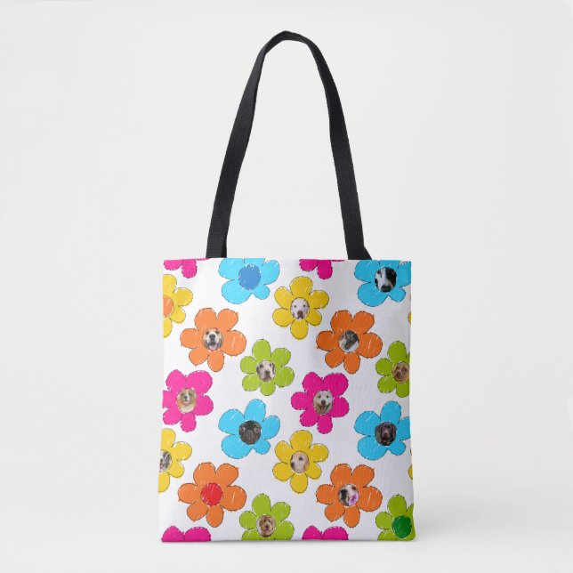 Cute colourful flower Dog Mom Fun Photo Collage  Tote Bag (Front)