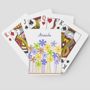 Cute colourful flower garden playing cards