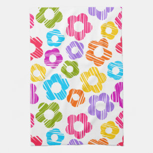 Cute colourful flower girly cheerful floral patter kitchen towel