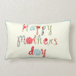 Cute Colourful Flower Letters-Happy Mothers Day 3 Lumbar Pillow