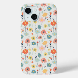 Cute Colourful Flower Pattern iPhone 15 Case