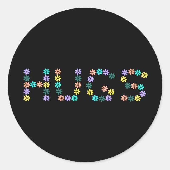 Cute colourful flowered hugs classic round sticker (Front)