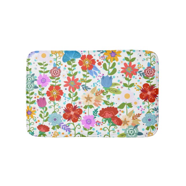 Cute Colourful Flowers Bath Mat (Front)