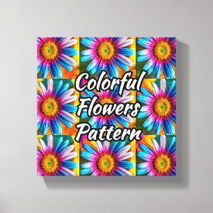 Cute Colourful Flowers Pattern Canvas Print