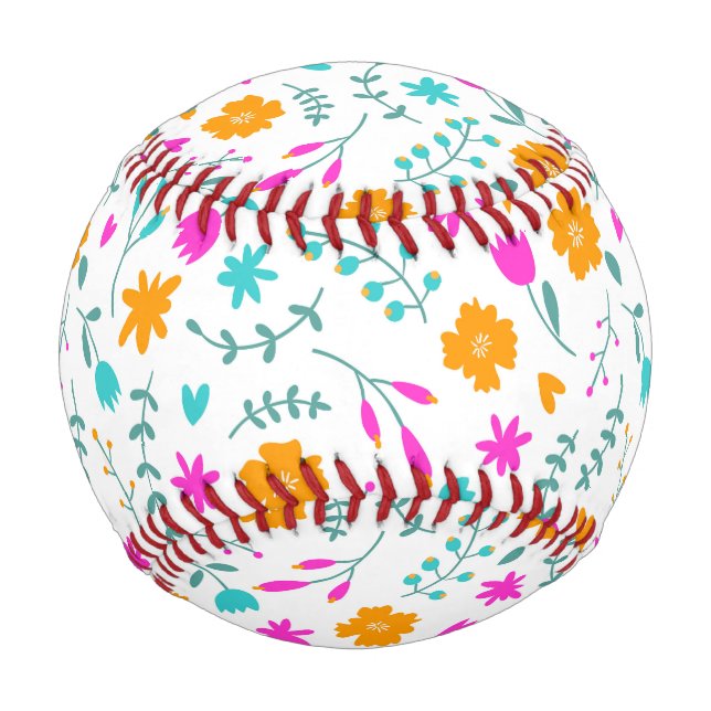 Cute colourful flowers pattern fabric baseball (Front)