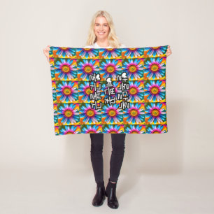 Cute Colourful Flowers Pattern Fleece Blanket