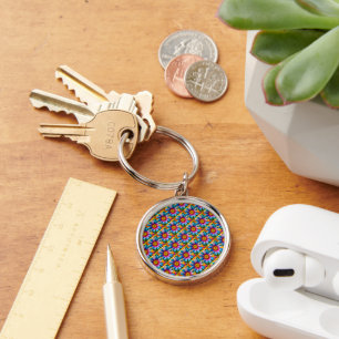 Cute Colourful Flowers Pattern Keychain
