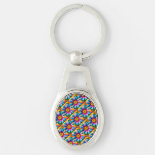 Cute Colourful Flowers Pattern Keychain