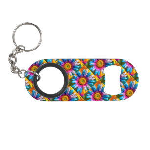 Cute Colourful Flowers Pattern Keychain Bottle Opener